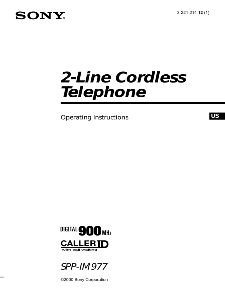Sony Cordless Telephone SPP-IM977 User manual Sony Cordless Telephone SPP-IM977 User manual
