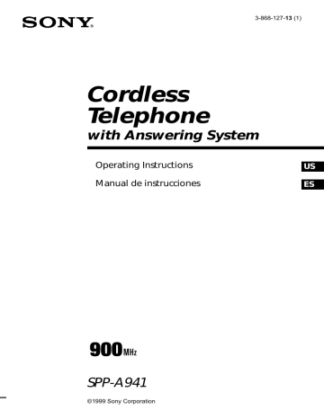 Sony Cordless Telephone SPP-A941 User manual Sony Cordless Telephone SPP-A941 User manual
