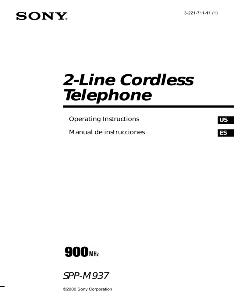 Sony Cordless Telephone SPP-M937 User manual Sony Cordless Telephone SPP-M937 User manual