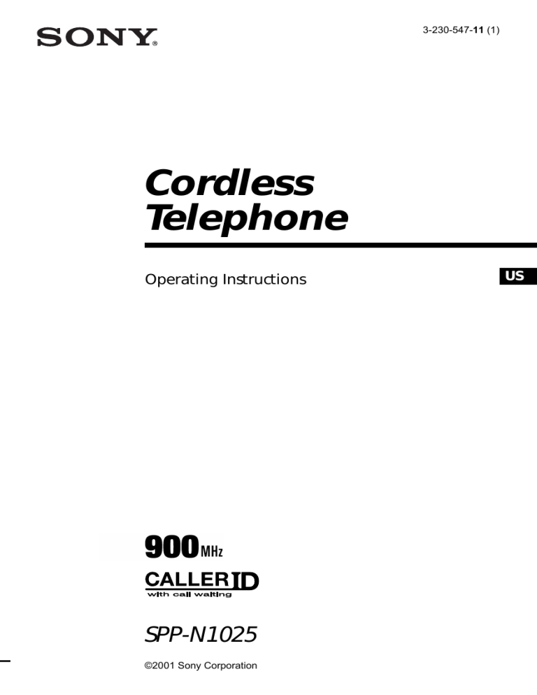 Sony Cordless Telephone spp-n1025 User manual Sony Cordless Telephone spp-n1025 User manual