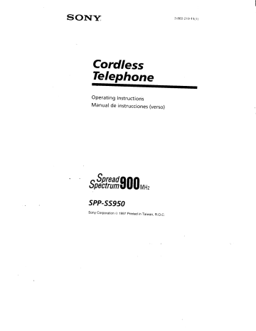 Sony Cordless Telephone SPP-SS950 User manual Sony Cordless Telephone SPP-SS950 User manual