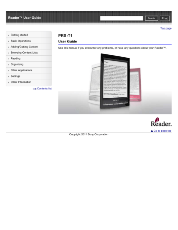 Sony eBook Reader PRS-T1BC User manual | Manualzz Sony eBook Reader PRS-T1BC User manual | Manualzz