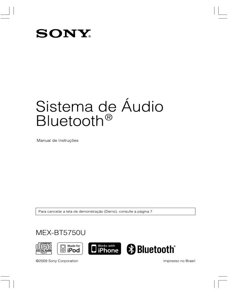 Sony Bluetooth Headset MEX-BT5750U User manual Sony Bluetooth Headset MEX-BT5750U User manual