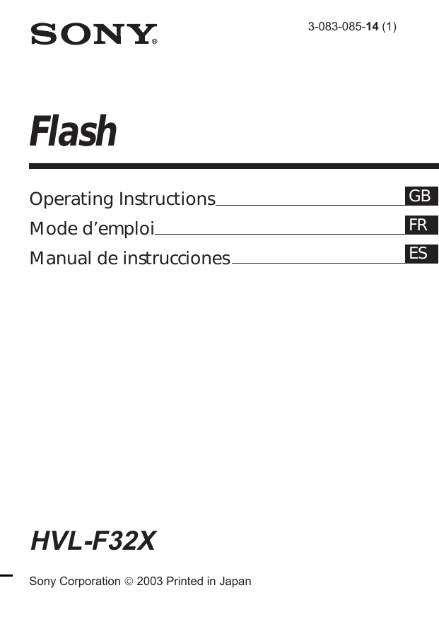 Sony Camera Flash HVL-F32X User manual Sony Camera Flash HVL-F32X User manual