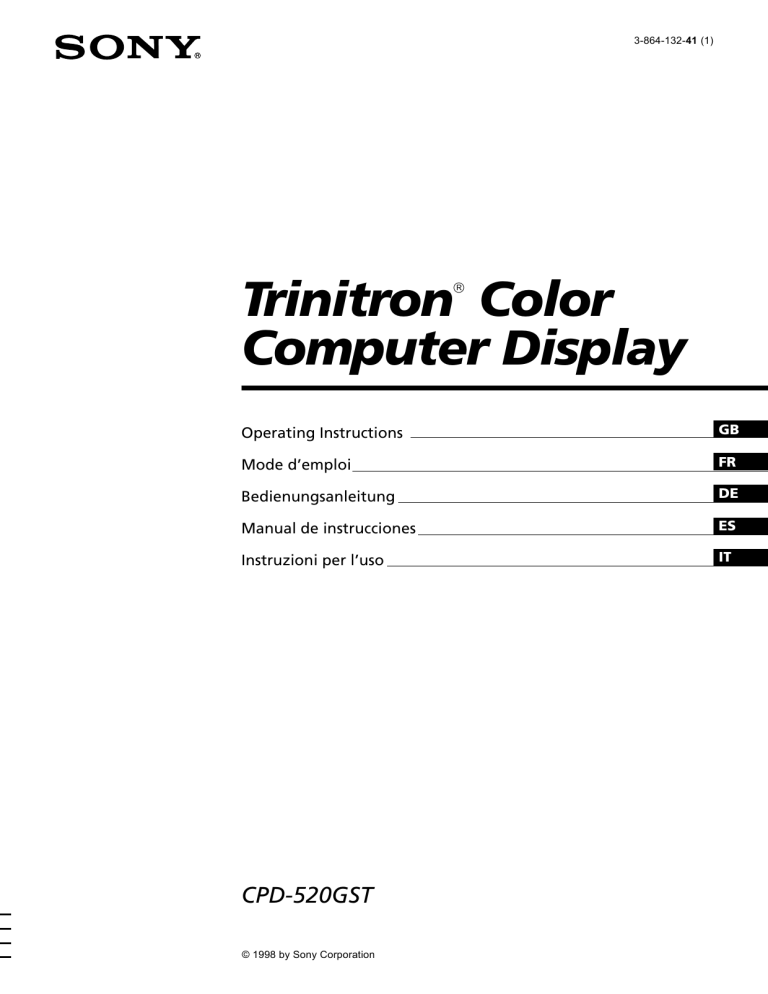 Sony Computer Monitor CPD-520GST User manual Sony Computer Monitor CPD-520GST User manual