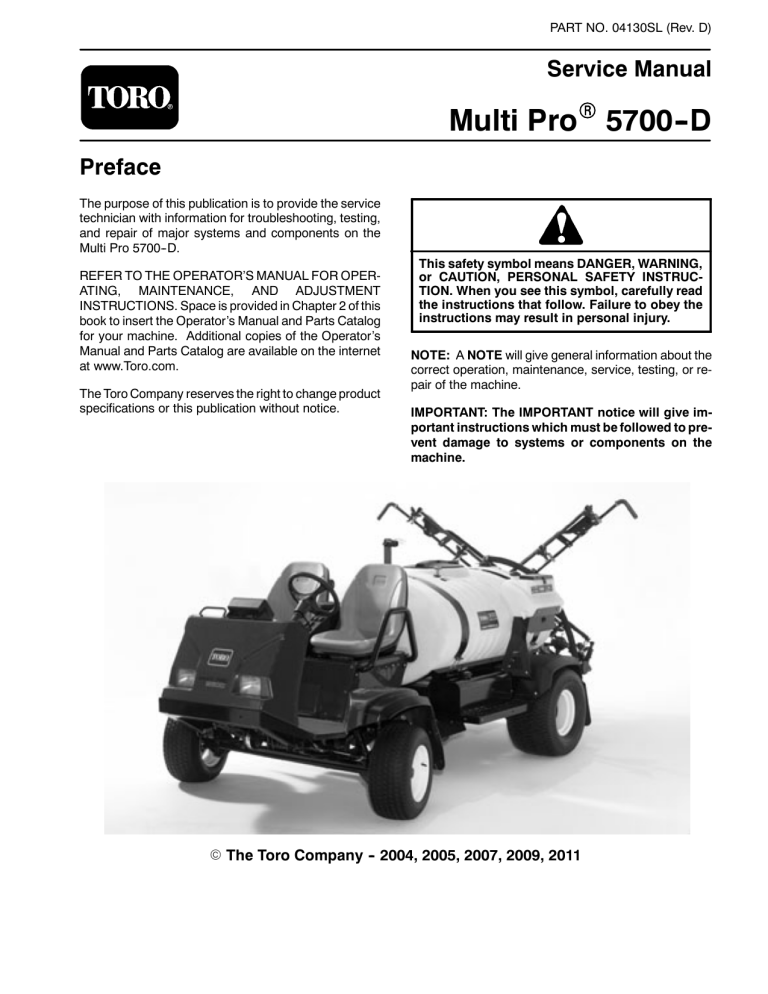 Toro Recording Equipment 5700-D User manual Toro Recording Equipment 5700-D User manual