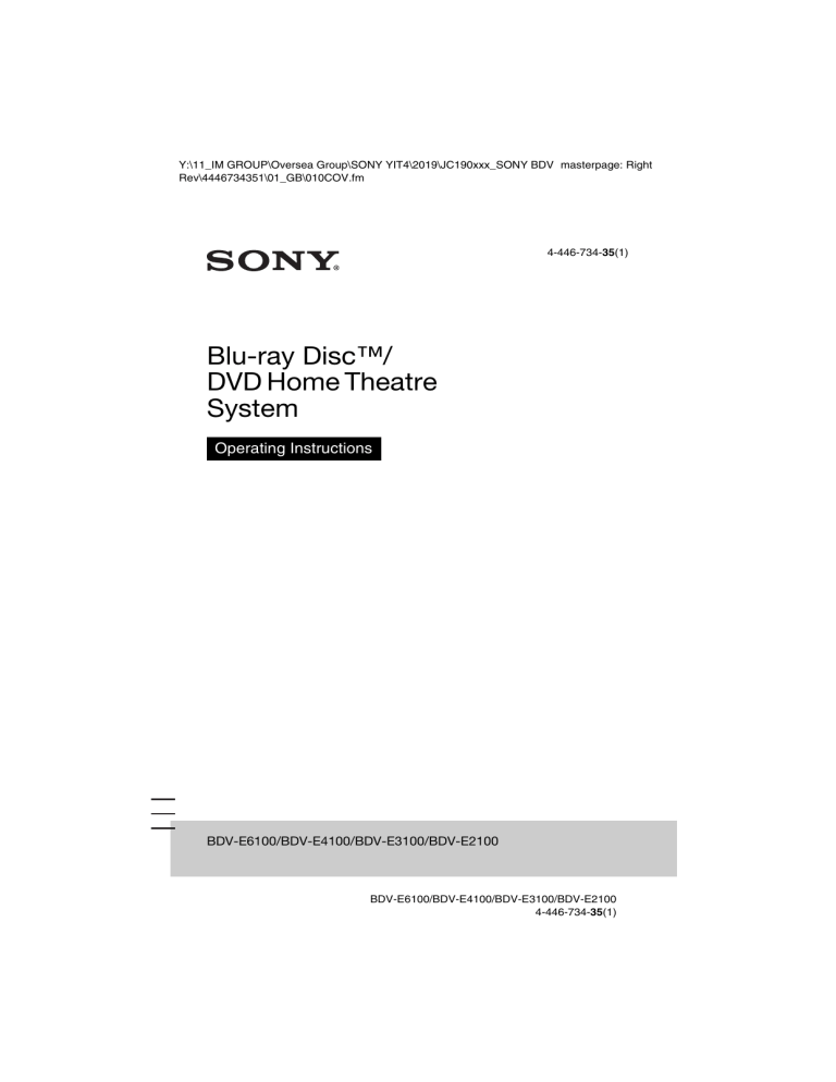 Sony BDV-E3100, BDV-E4100 Owner's manual Sony BDV-E3100, BDV-E4100 Owner's manual