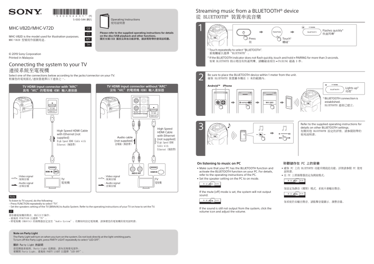 Sony MHC-V82D, MHC-V72D Owner's manual Sony MHC-V82D, MHC-V72D Owner's manual
