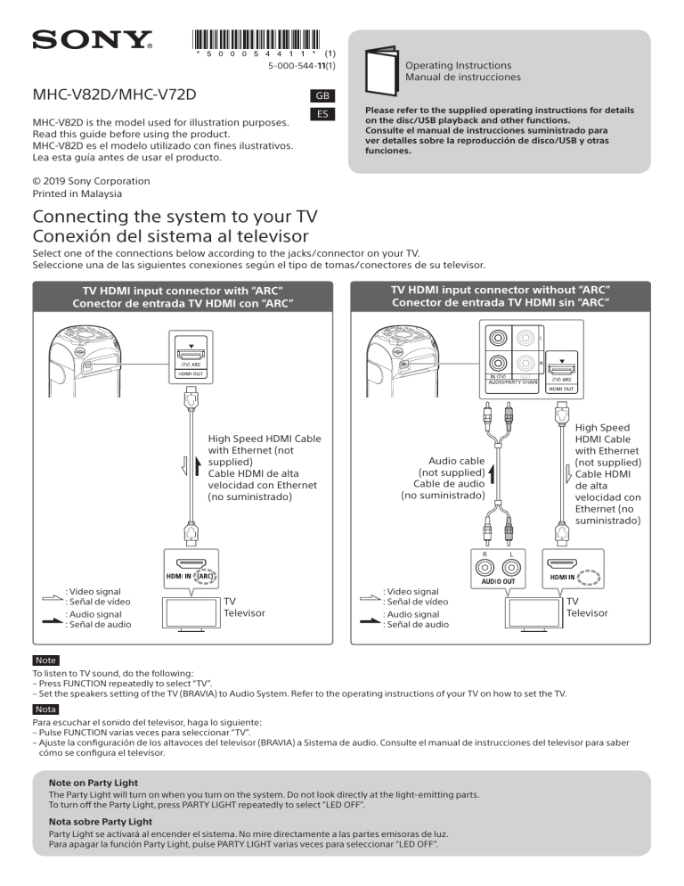 Sony MHC-V82D, MHC-V72D Owner's manual Sony MHC-V82D, MHC-V72D Owner's manual