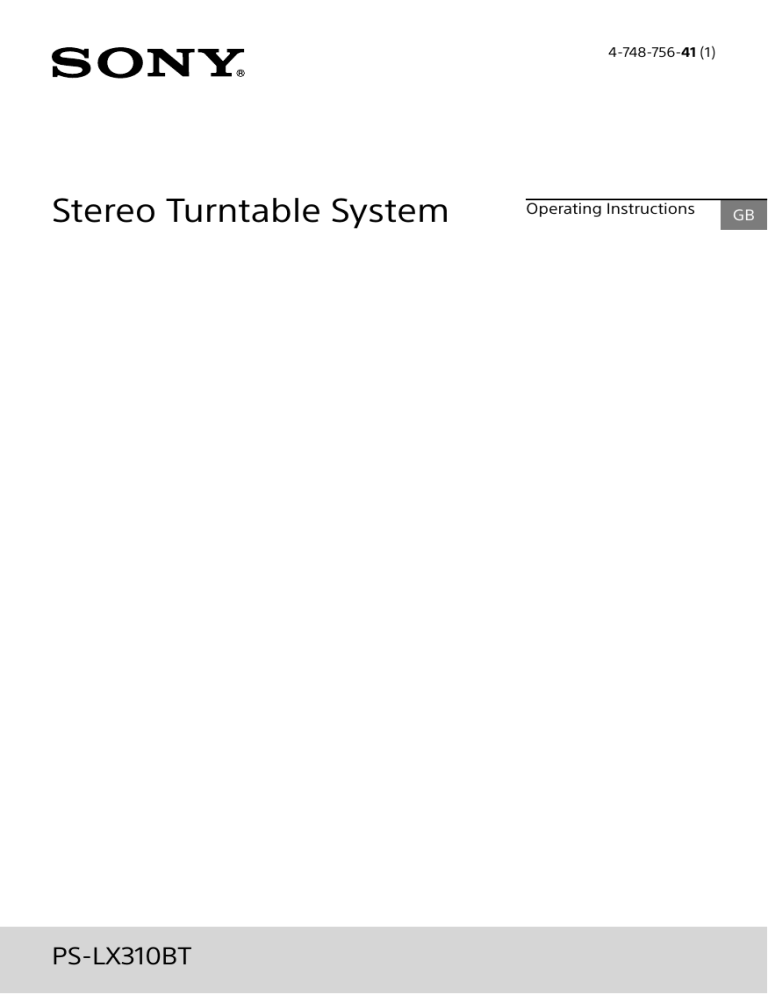 Sony PS-LX310BT Operating instructions Sony PS-LX310BT Operating instructions