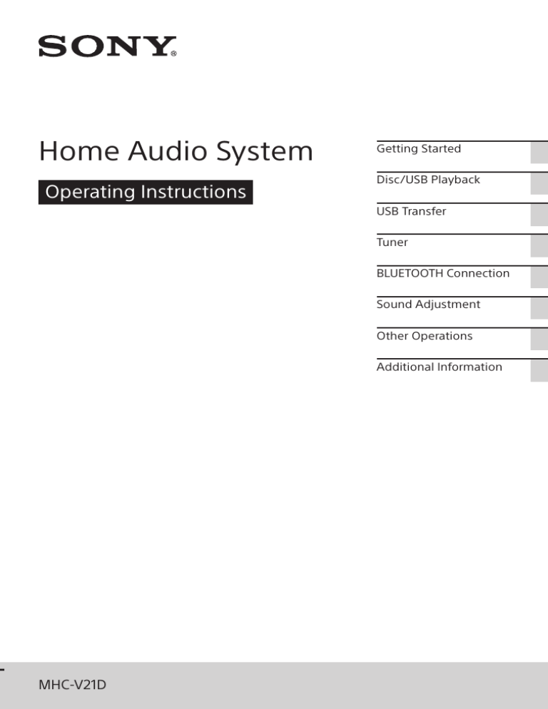 Sony MHC-V21D Operating instructions Sony MHC-V21D Operating instructions