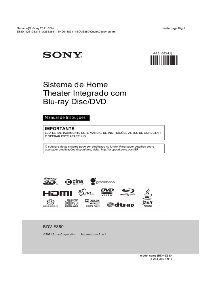 Sony BDV-E880 Owner's manual Sony BDV-E880 Owner's manual