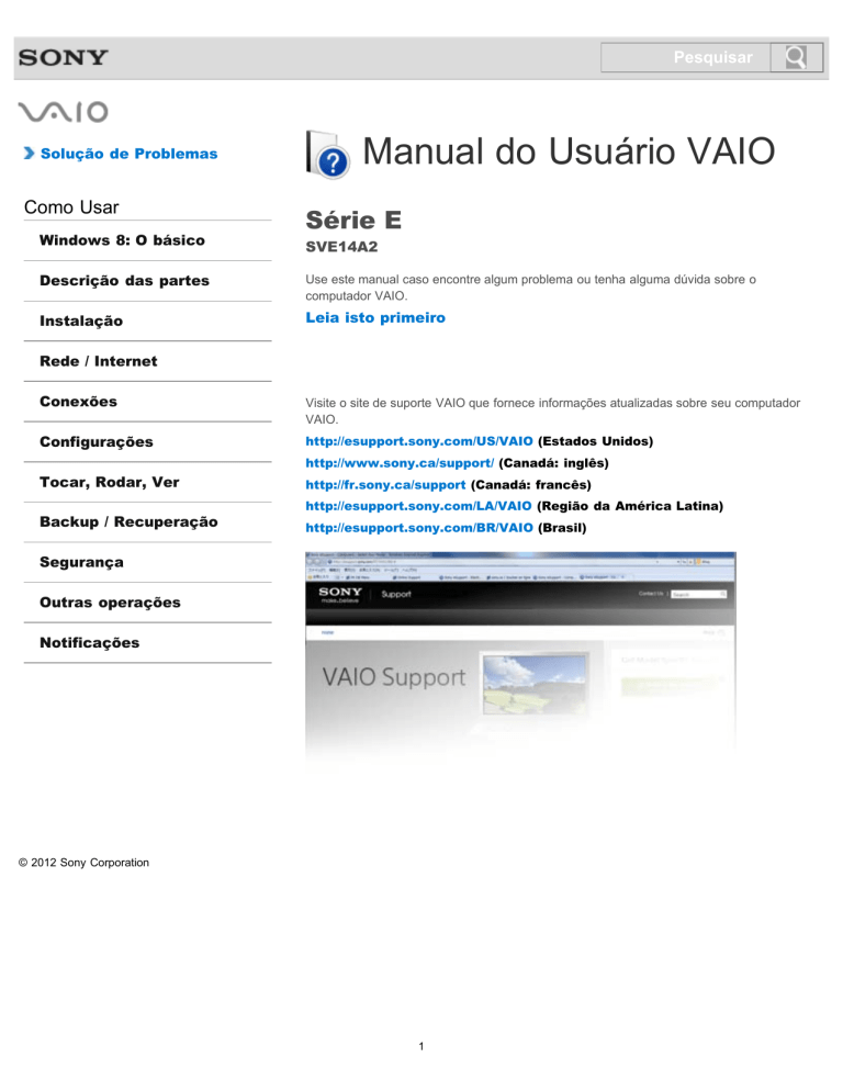 Sony SVE14A25CBW, SVE14A25CBP, SVE14A25CBB, SVE14A25CBS, SVE14A27CBS, SVE14A25CBH Owner's manual Sony SVE14A25CBW, SVE14A25CBP, SVE14A25CBB, SVE14A25CBS, SVE14A27CBS, SVE14A25CBH Owner's manual