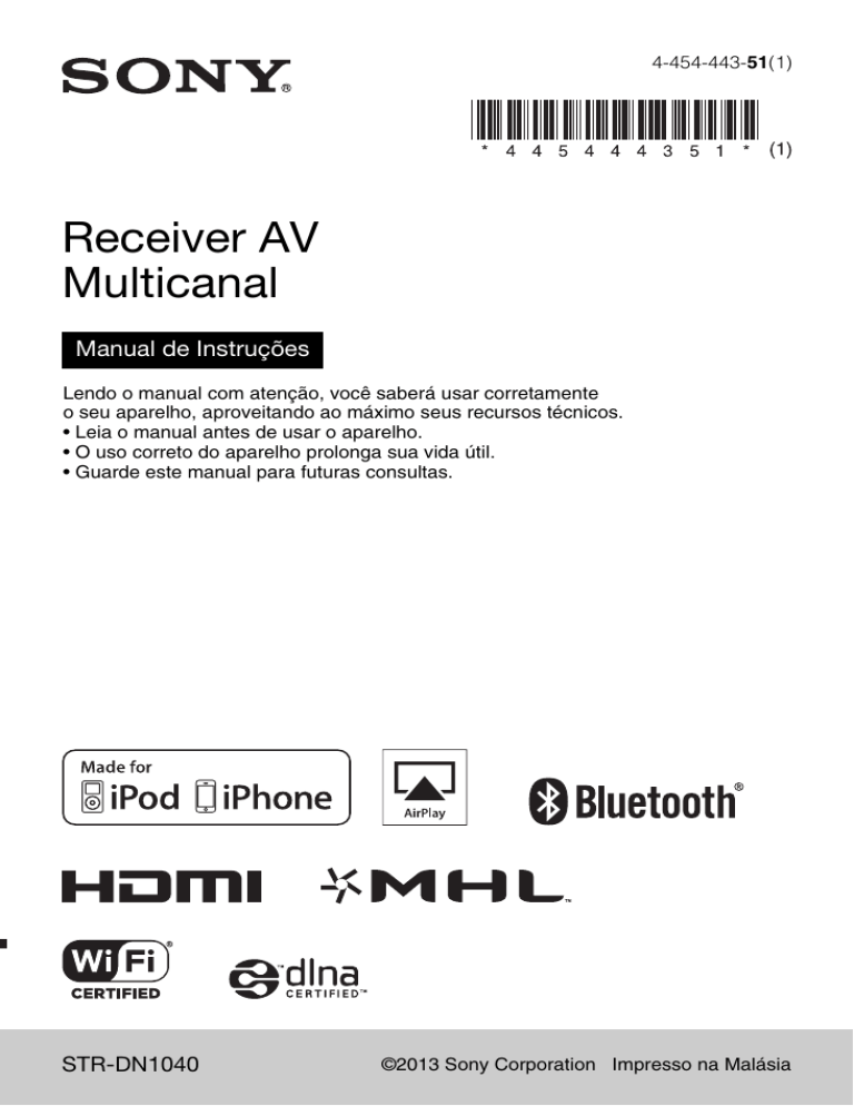 Sony STR-DN1040 Owner's manual Sony STR-DN1040 Owner's manual
