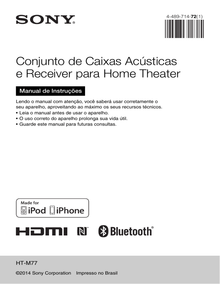 Sony HT-M77 Owner's manual Sony HT-M77 Owner's manual