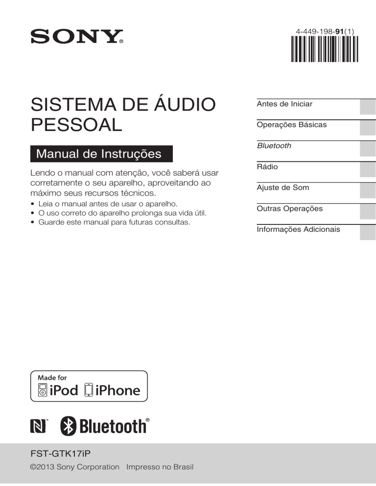Sony FST-GTK17iP Owner's manual Sony FST-GTK17iP Owner's manual