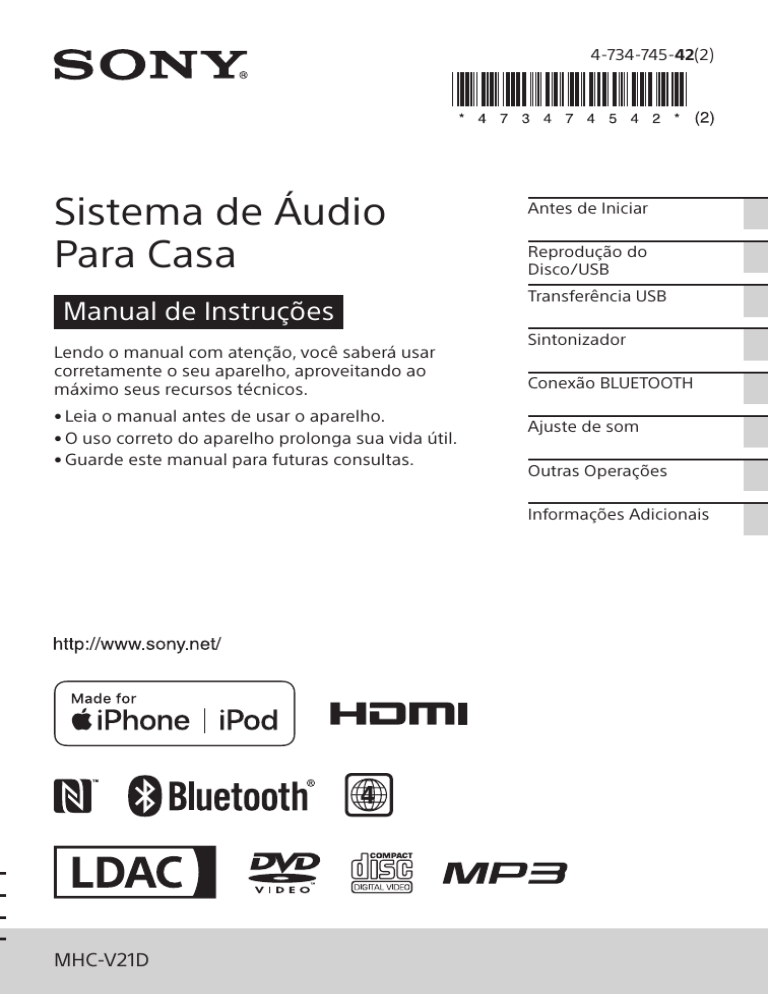 Sony MHC-V21D Owner's manual Sony MHC-V21D Owner's manual