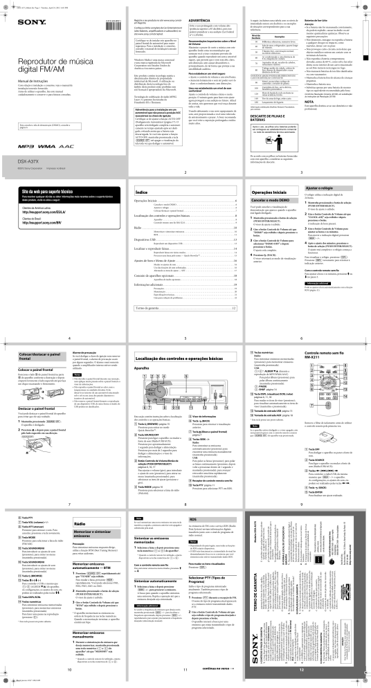 Sony DSX-A37X Owner's manual Sony DSX-A37X Owner's manual