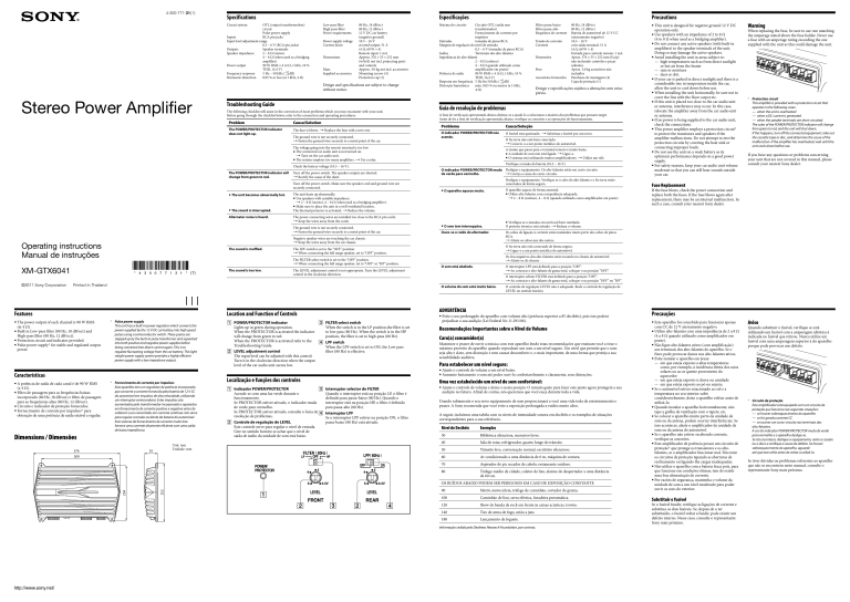 Sony XM-GTX6041 Owner's manual Sony XM-GTX6041 Owner's manual