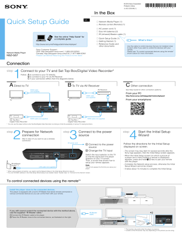 Sony NSZ-GS7 Quick start guide Sony NSZ-GS7 Quick start guide