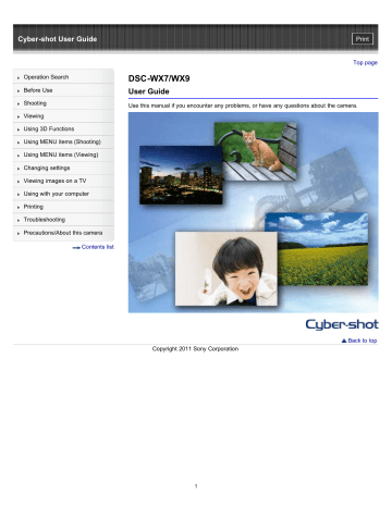 Sony DSC-WX7, DSC-WX9 User guide Sony DSC-WX7, DSC-WX9 User guide