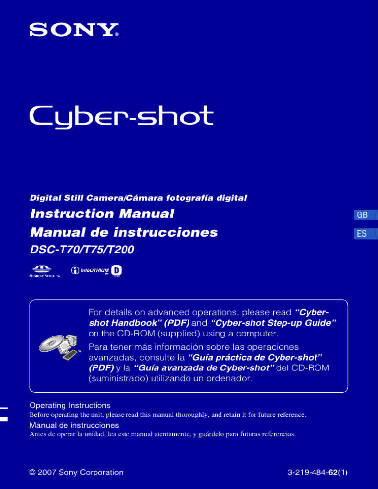 Sony DSC-T200, DSC-T70 Operating instructions Sony DSC-T200, DSC-T70 Operating instructions