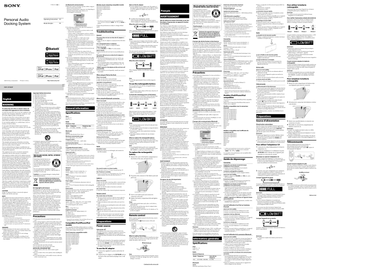 Sony RDP-XF300IP Operating instructions Sony RDP-XF300IP Operating instructions