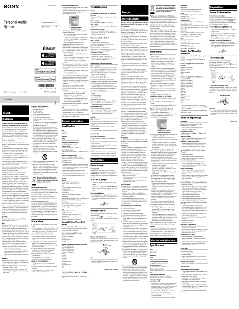 Sony RDP-X200IPN Operating instructions Sony RDP-X200IPN Operating instructions