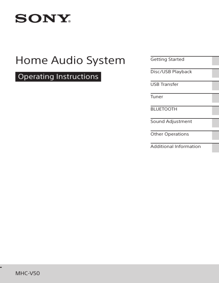 Sony MHC-V50 Operating instructions Sony MHC-V50 Operating instructions