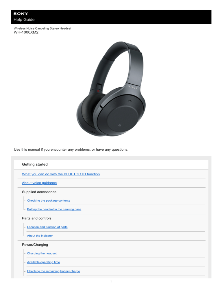 Sony WH-1000XM2 Owner's manual Sony WH-1000XM2 Owner's manual