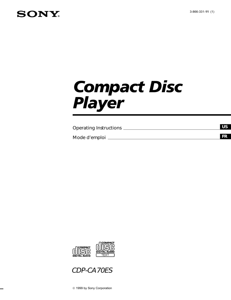 Sony CDP-CA70ES Operating instructions Sony CDP-CA70ES Operating instructions