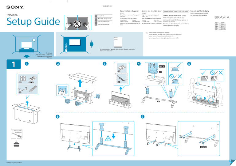 Sony XBR-55X800E Quick start guide Sony XBR-55X800E Quick start guide