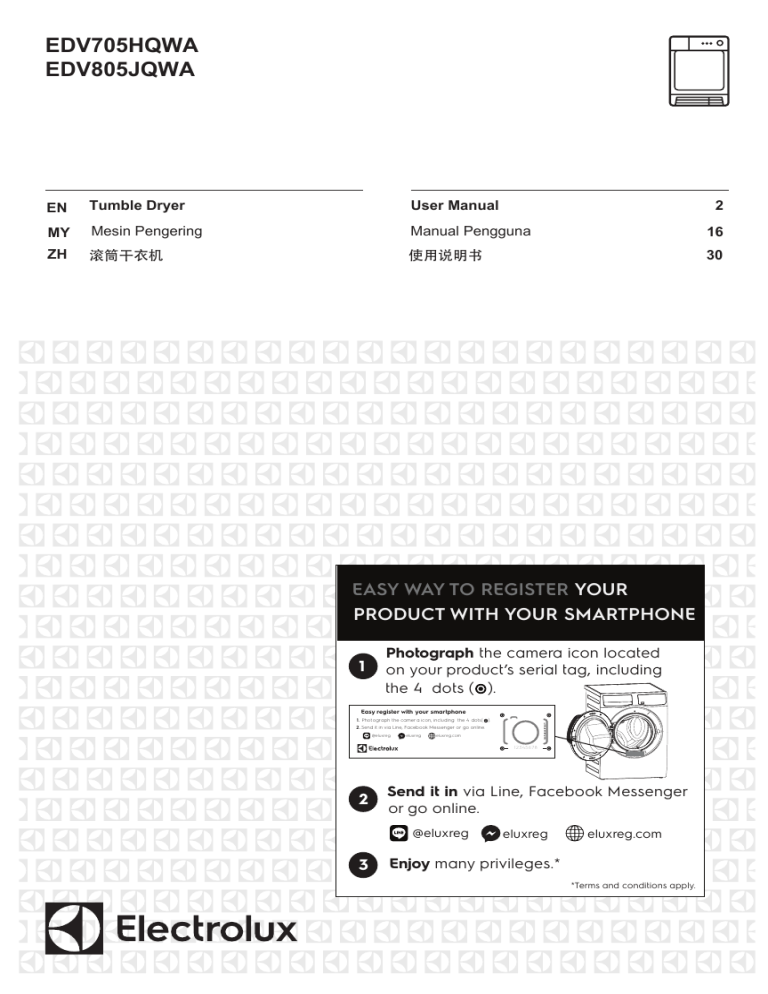 Electrolux EDV805JQWA, EDV705HQWA User manual Electrolux EDV805JQWA, EDV705HQWA User manual