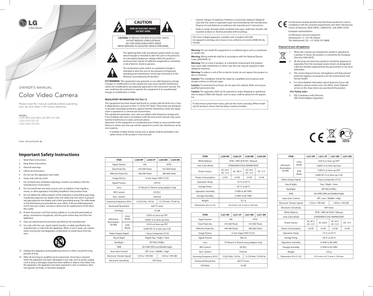 LG L320-BP, L321-BP, L321-CP, L320-CP Owner's manual LG L320-BP, L321-BP, L321-CP, L320-CP Owner's manual