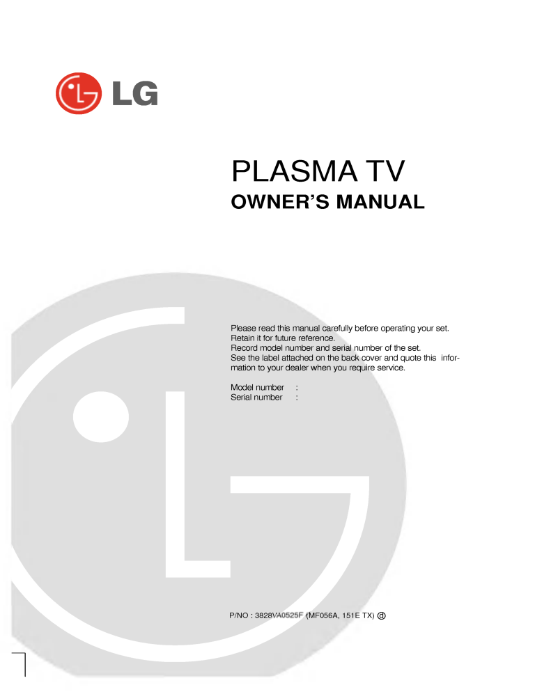 LG 42PX4R Owner's manual LG 42PX4R Owner's manual