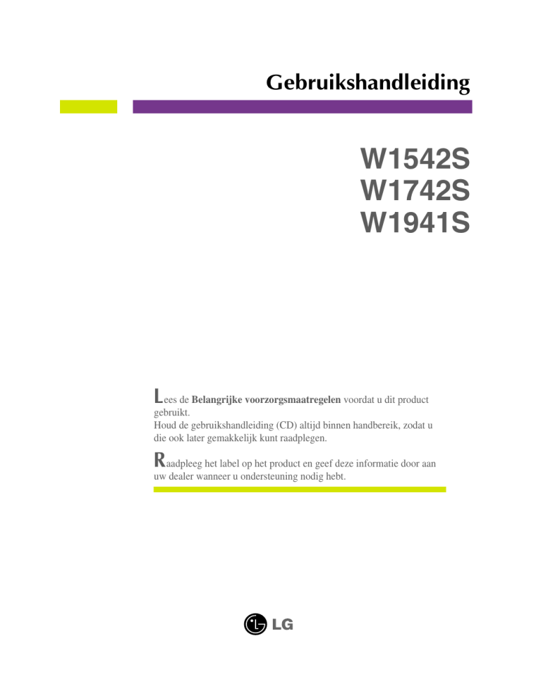 LG 058393, W1941S-PF Owner's manual LG 058393, W1941S-PF Owner's manual
