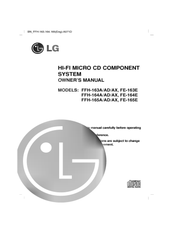 LG FFH-164AD Owner's manual LG FFH-164AD Owner's manual