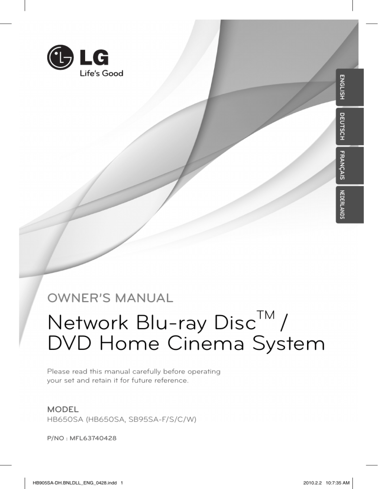 LG HB650SA Owner's manual LG HB650SA Owner's manual