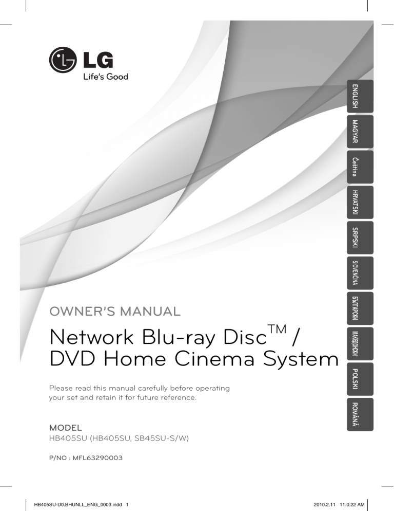 LG HB405SU Owner's manual LG HB405SU Owner's manual