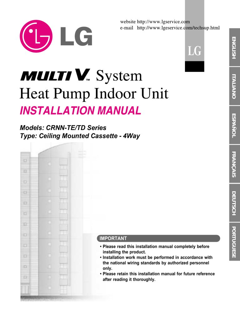 LG CRNN246TDA0.ANWALEU, CRNN426TDA0.ANWALEU, CRNN186TEA0.ANWALEU, CRNN186TEA0, CRNN246TDA0, CRNN426TDA0 Installation guide LG CRNN246TDA0.ANWALEU, CRNN426TDA0.ANWALEU, CRNN186TEA0.ANWALEU, CRNN186TEA0, CRNN246TDA0, CRNN426TDA0 Installation guide