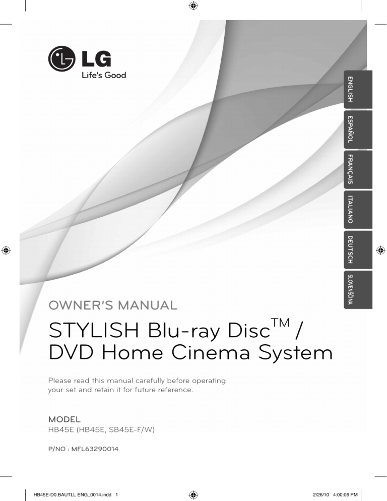 LG HB45E User guide LG HB45E User guide