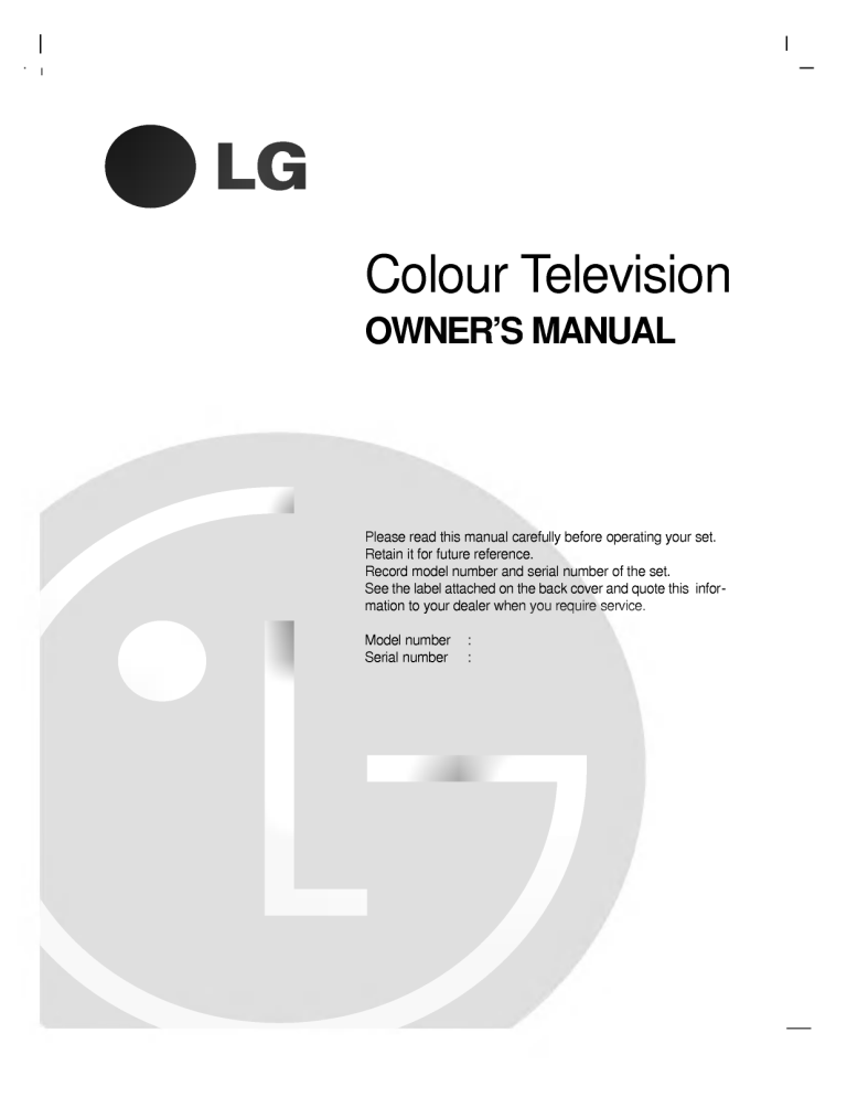 LG PT-53A82 Owner's manual LG PT-53A82 Owner's manual