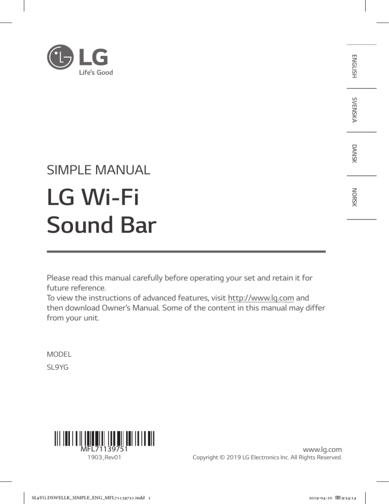 LG SL9YG User guide LG SL9YG User guide