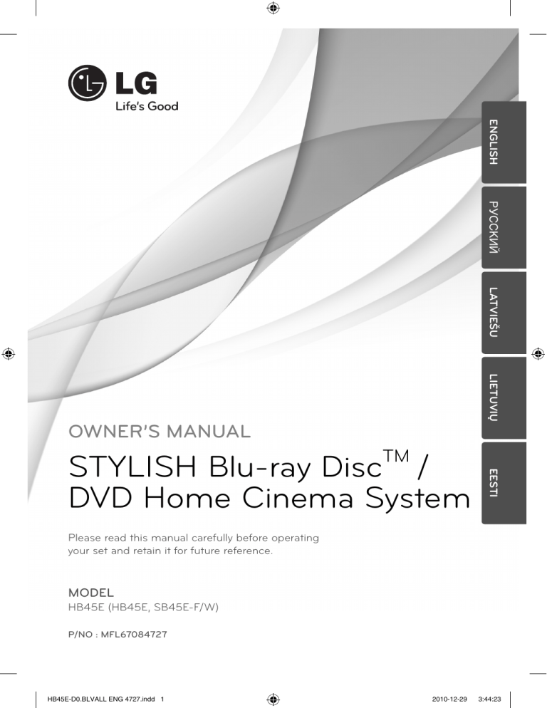 LG HB45E Owner's manual LG HB45E Owner's manual