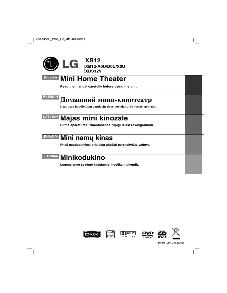 LG XB12-D0U, XB12 Owner's manual LG XB12-D0U, XB12 Owner's manual