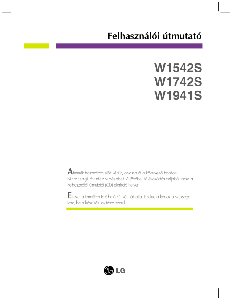 LG 058393, W1742S-PF, W1941S-PF User guide LG 058393, W1742S-PF, W1941S-PF User guide