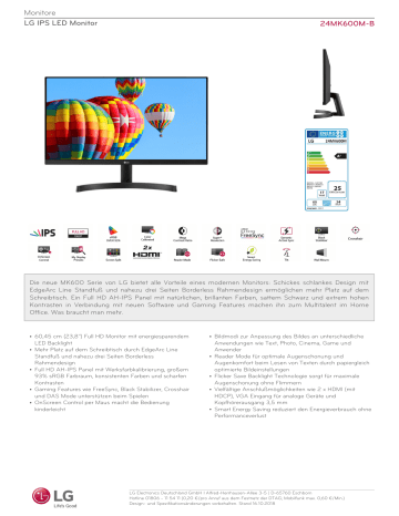 LG 24MK600M-B Datasheet LG 24MK600M-B Datasheet