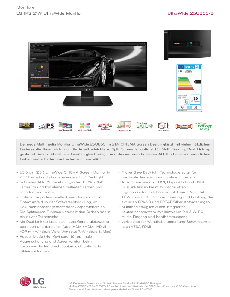 LG 25UB55-B Datasheet LG 25UB55-B Datasheet