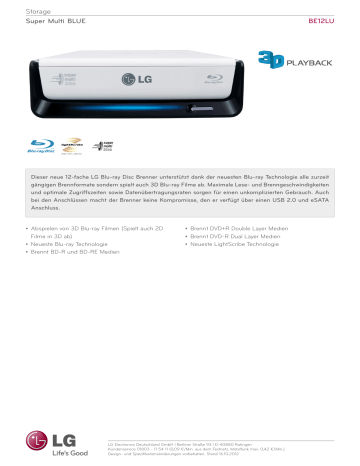 LG BE12LU38, BE12LU30 Datasheet LG BE12LU38, BE12LU30 Datasheet