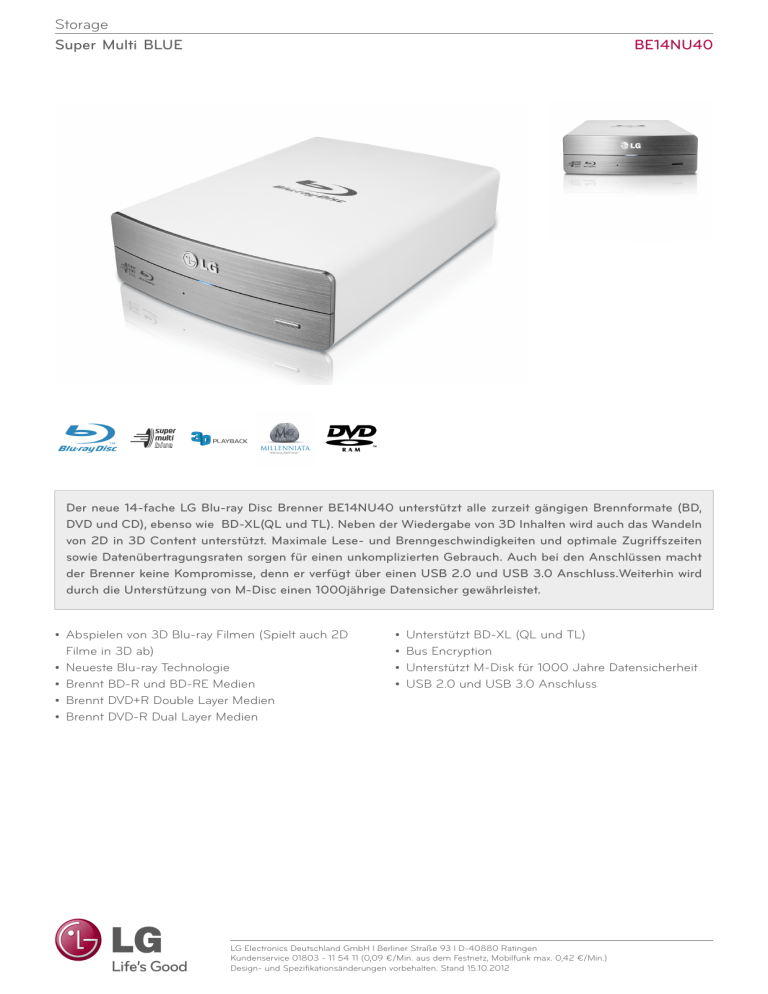 LG BE14NU40 Datasheet LG BE14NU40 Datasheet